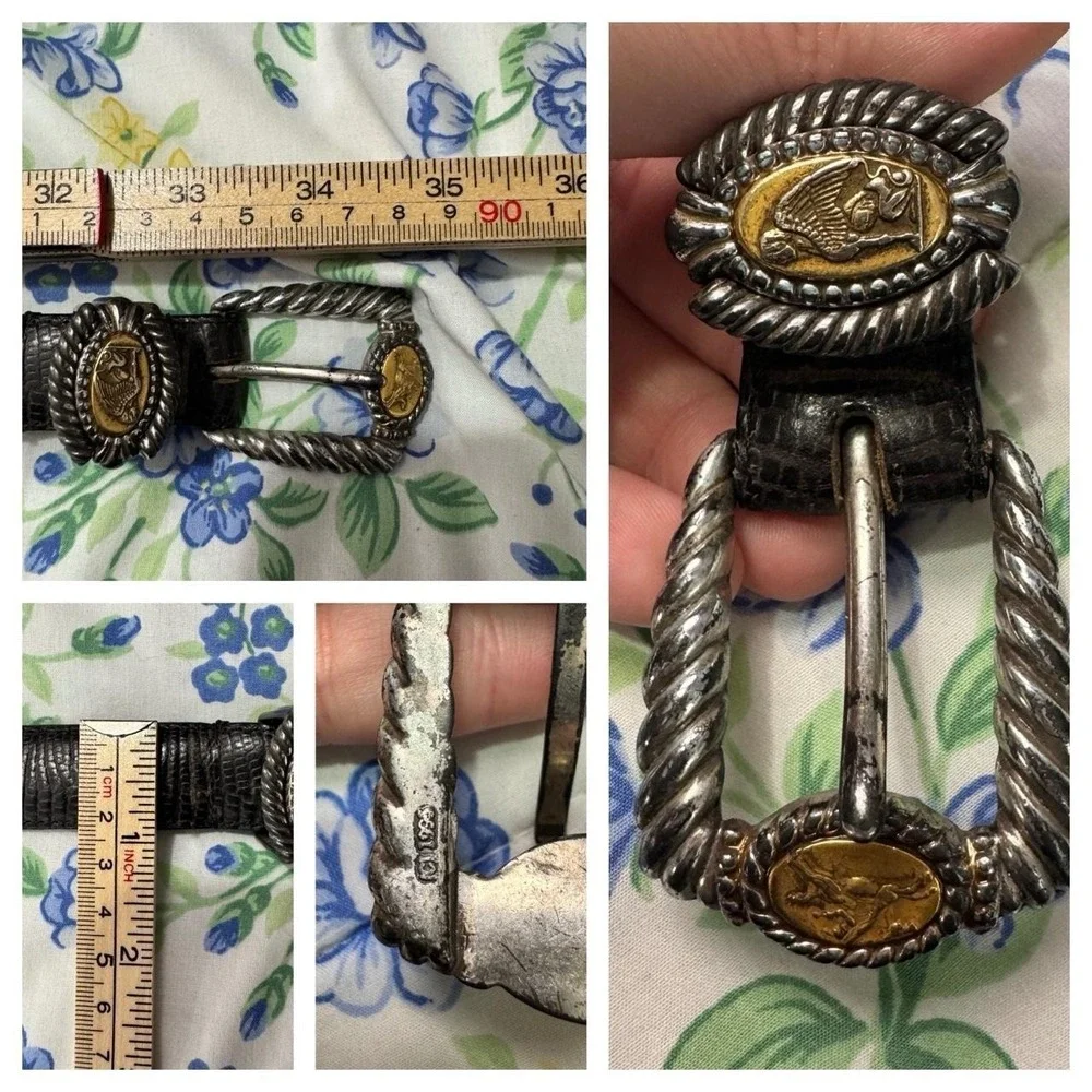Brighton Museum Collection 1996 Black Leather Coin Belt 37803 Size M Western Vtg